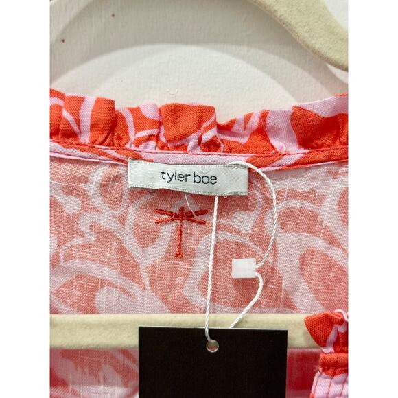 Tyler Boe  Karli Linen Split V-Neck 3/4 Sleeve Tiered Mini Dress Chattanooga L - Picture 4 of 5